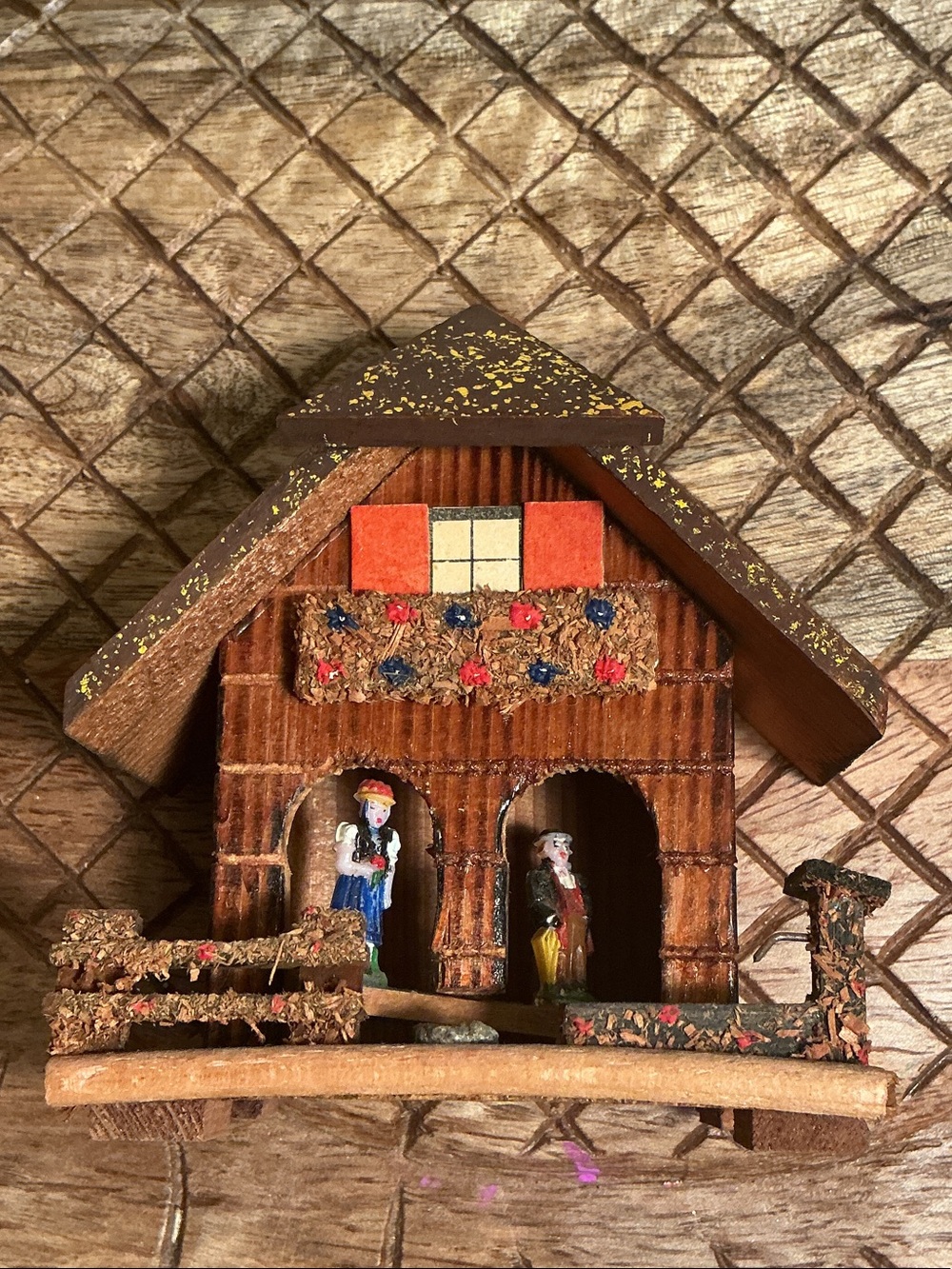 Handcrafted Authentic Wooden Chalet Mixed Media Wall Art German Weather House